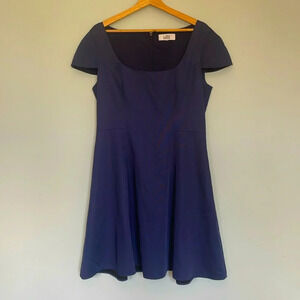 Belle Badgley Mischka women’s dress navy cap sleeve, scoop neck, fit and flare